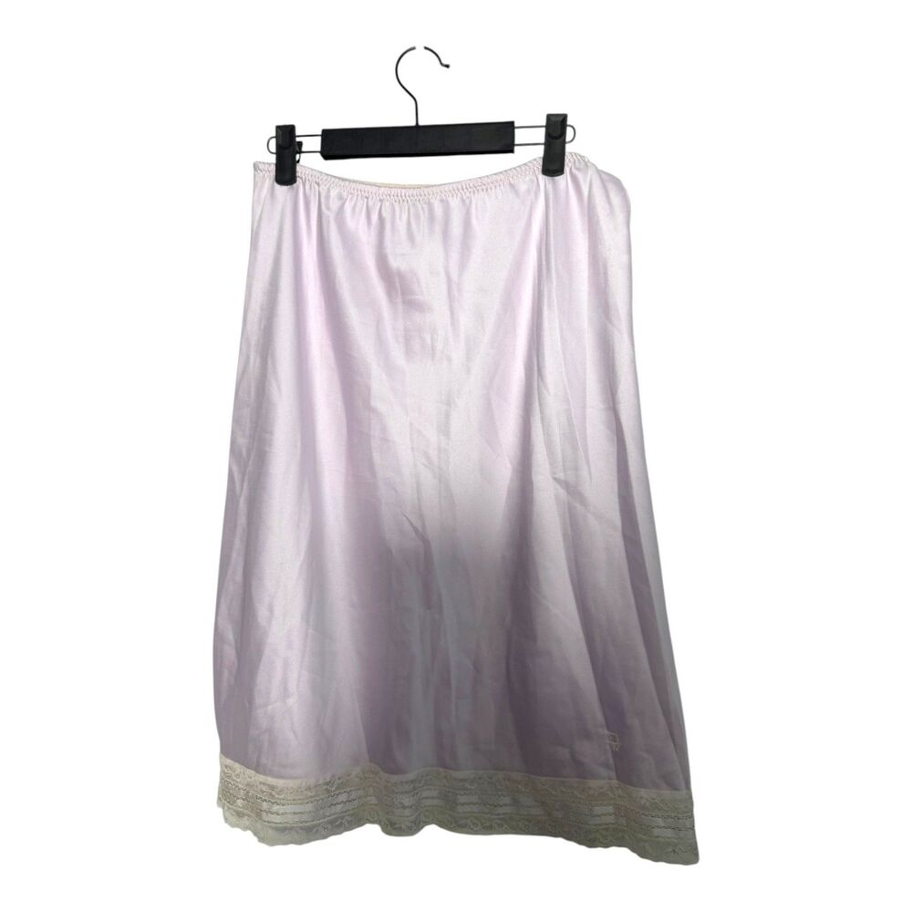 Christian Dior Vintage Lavender Purple Lace Trim Midi Slip Skirt Size Medium NEW